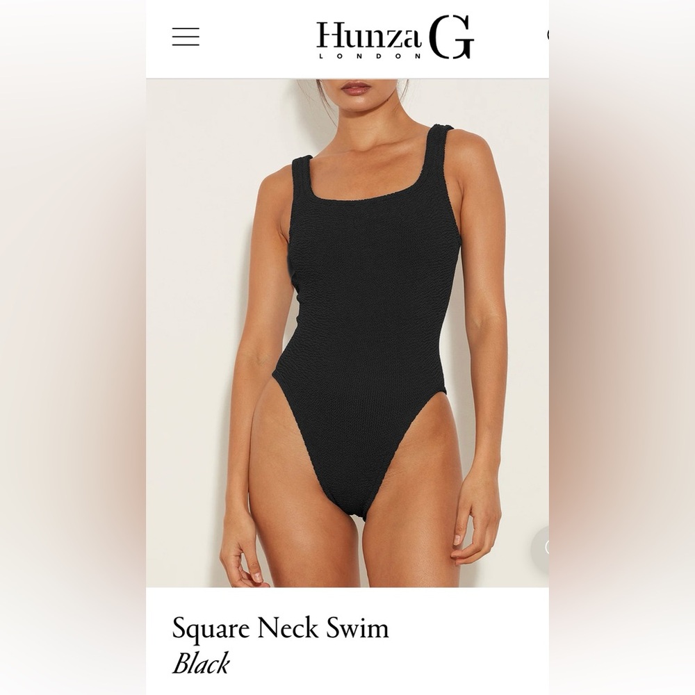 Hunza G Square Neck Black Bathing Suit